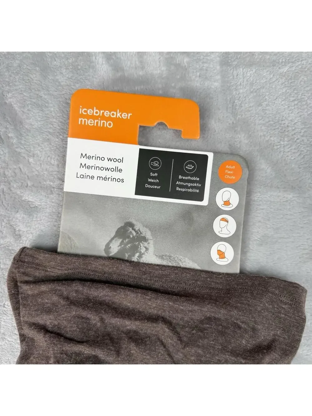 Icebreaker Merino Wool Neck Gaiter Adult Flexi Chute Brown One Size Hiking Camp